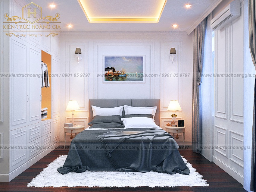 Phòng ngủ màu trắng đẹp đơn giản