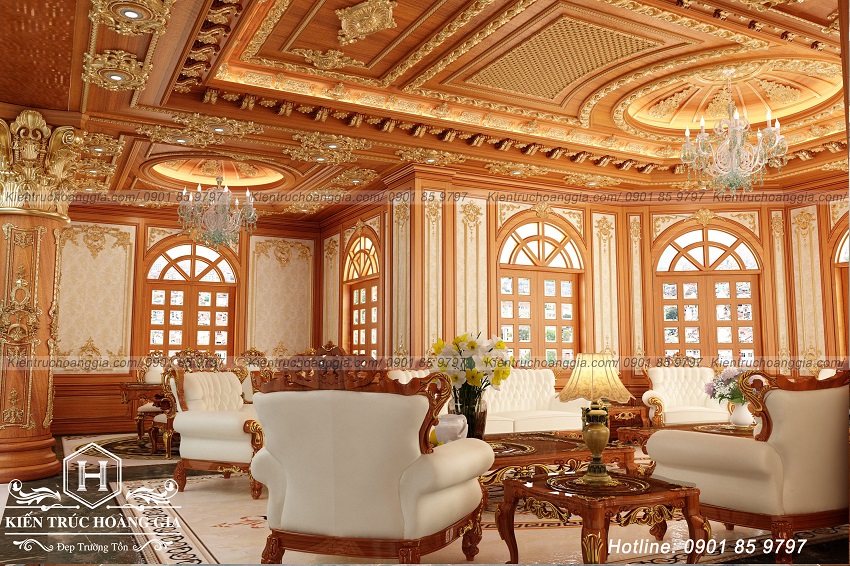 Phòng khách ốp gỗ