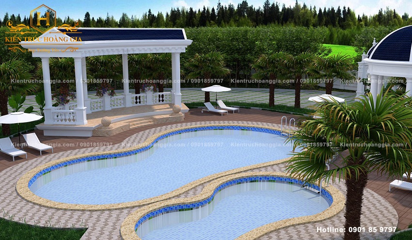 Mẫu hồ bơi sân vườn đẹp cho không gian nhà ngang tầm các resort cao cấp