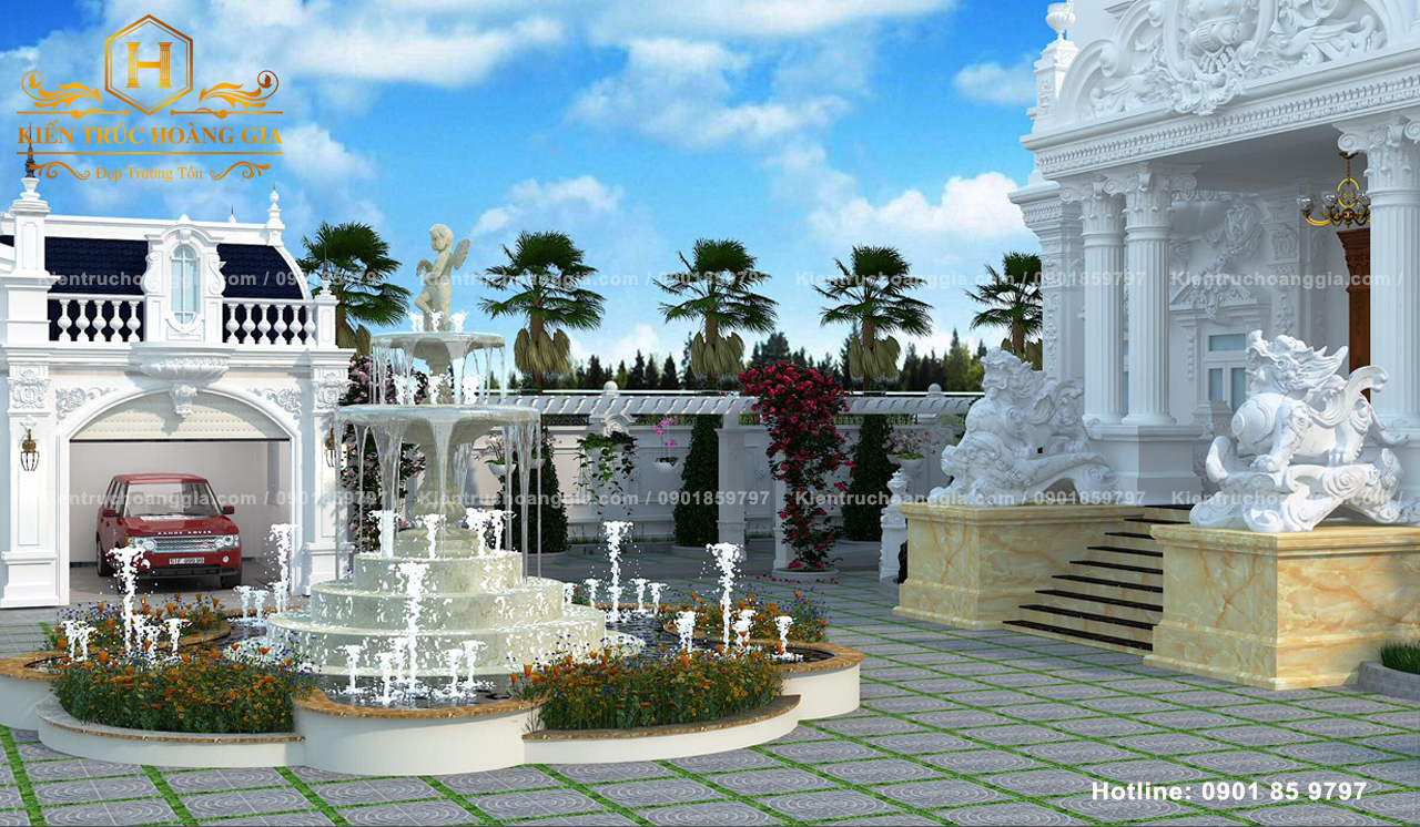 Sân vườn đẹp đẳng cấp của một dinh thự quy mô lớn