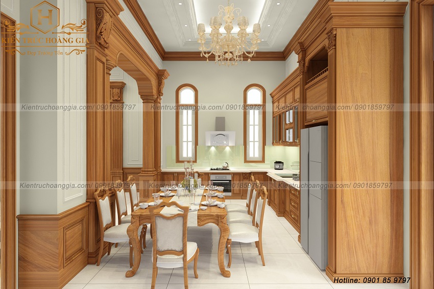 Mẫu nội thất tân cổ điển dùng chất liệu gỗ tự nhiên thiết kế cho khách hàng tại Đồng Nai